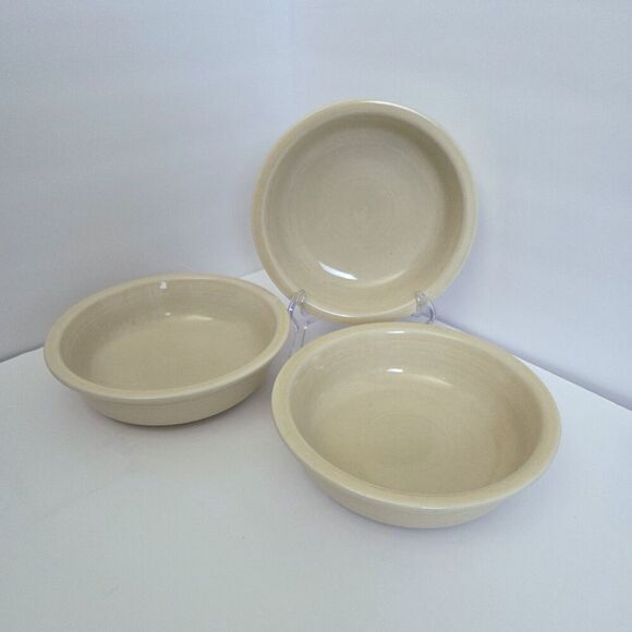VTG Homer Laughlin HLC Fiesta Coupe Bowls (Set of 3) Ivory Aprox 6 7/8" - Picture 9 of 9